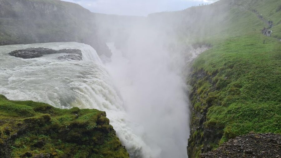 From Reykjavík: Golden Circle Route & Hvammsvik Hot Spring - Gullfoss’s double drop: the mist rainbow effect