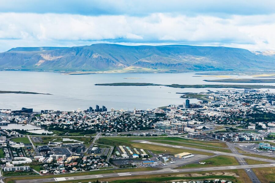 From Reykjavik: New Volcanic Area Helicopter Tour - Mount Esja and Faxafloi Bay from the air: the scenic payoff